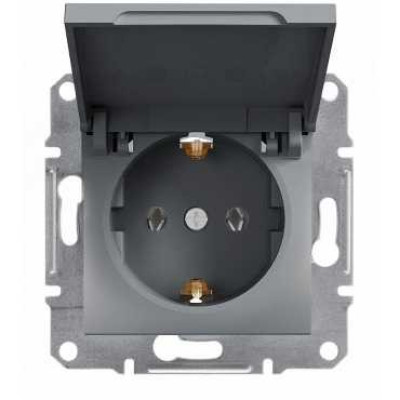Розетка с заземлением с крышкой сталь Schneider Asfora EPH3100162