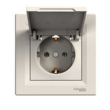 Розетка с заземлением с крышкой крем Schneider Asfora EPH3100123