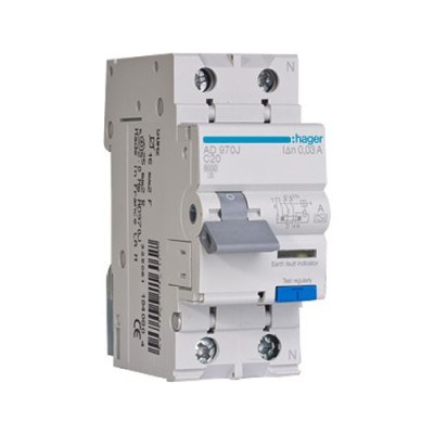 Устройство защитного отключения 2P С 20A 6 kA 30mA AD970J Hager