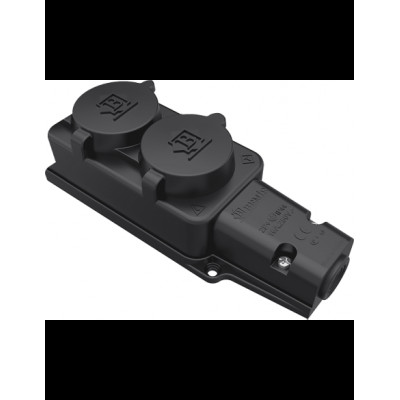 Розетка двойная BYES (каучук) IP44 BY10-104 1*16 A