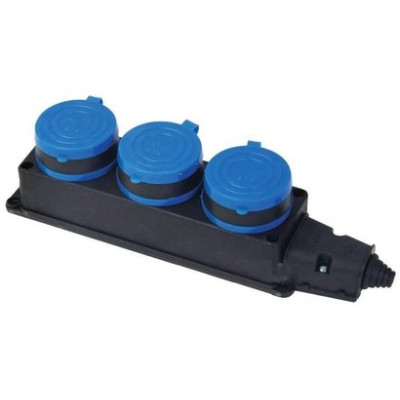 Розетка потрійна монофазна 1*16A (каучук) блак загл FAR
