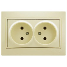 Розетка двойная без заземления крем Lezard MIRA 701-0303-128