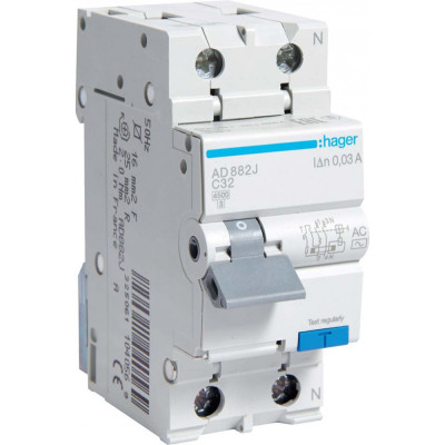 Автоматический выключатель 1P+N 4.5kA C-20A 30mA AC Hager