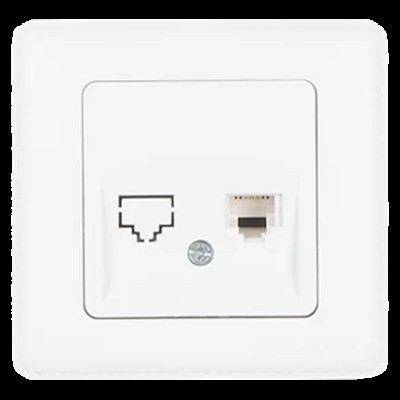 Розетка компьютерная CAT5E IP20 белая Almera DOGU