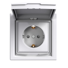 Розетка с заземлением с крышкой белая IP44 Schneider Asfora EPH3100321