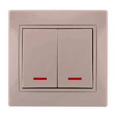 Выключатель двойной с подсветкой Lezard MIRA 701-0303-112 цвет кремовый