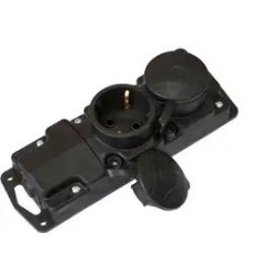 Розетка двухместная переносная с крышкой Р16-415 с з/к IP44