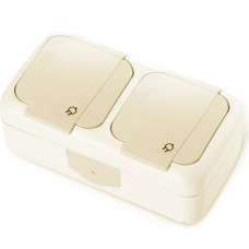 Розетка двойная с заземлением горизонтальная  IP44 Viko PALMIYE 90555688