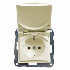 Розетка с заземлением и крышкой Hager Fiorena IP30 слоновая кость 22001303
