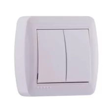 Выключатель двухклавишный 711-0200-101 DEMET белый