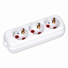 Колодка 3 гнезда, с заземлением, ТМ: EMP, Цвет: Белый, 250V/16A