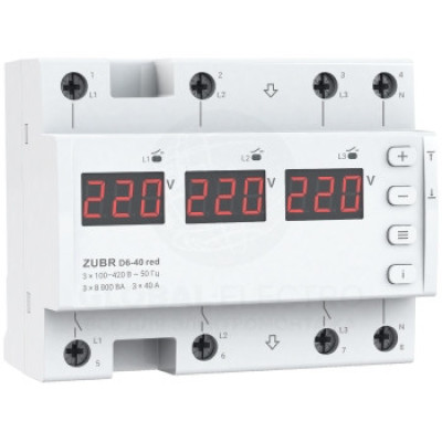 Реле напряжения с двумя режимами работы ZUBR D6-40 red
