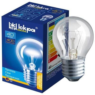 Лампа накаливания Искра  40W E27 шар прозрачный
