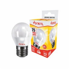 Светодиодная LED лампа G45 5W 220В E27 4100К Sokol