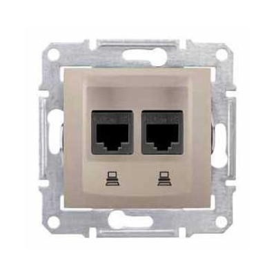 Розетка компьютерная RJ45 2-а 5е UTP титан Schneider Sedna SDN4400168