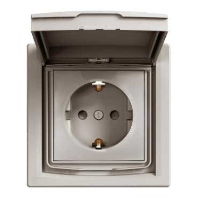 Розетка с заземлением с крышкой бронза Schneider Asfora EPH3100169