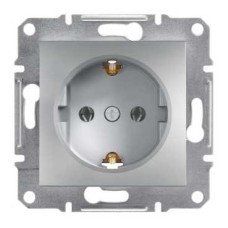 Розетка Schneider Asfora с заземлением алюминий EPH2900161