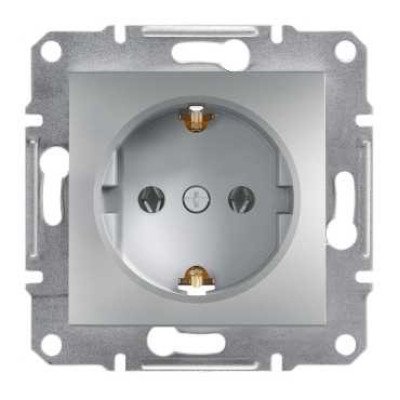 Розетка Schneider Asfora с заземлением алюминий EPH2900161