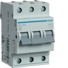 Автоматический выключатель 10А 3P С 6кА MC310A Hager