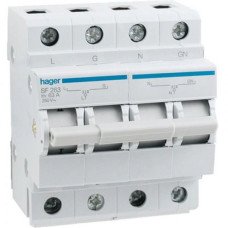 Перекидной переключатель ввода резерва (однофазный) Hager 250В/63A, 1+N, 4мод
