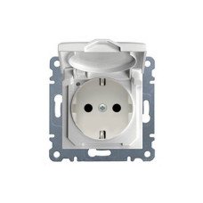 Розетка з з/к з кришкою Lumina, біла, 16А/230В
