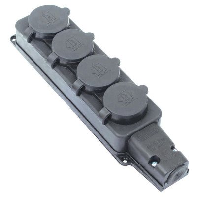 Розетка четверная (каучук) IP54 BK1-1402-3614 1*16 А
