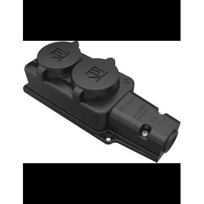 Розетка двойная BYES (каучук) IP44 BY10-104 1*16 A