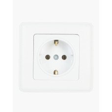 Розетка с заземлением IP20 белая кожа Almera DOGU