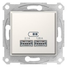 Розетка USB 2,1A Sedna слоновая кость