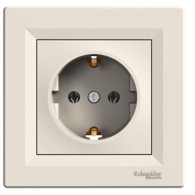 Розетка с заземлением крем Schneider Asfora EPH2900123