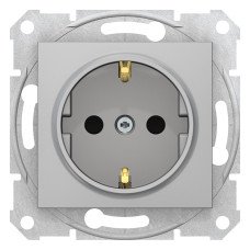 Розетка с заземлением и шторками алюминий Schneider Sedna SDN3000160