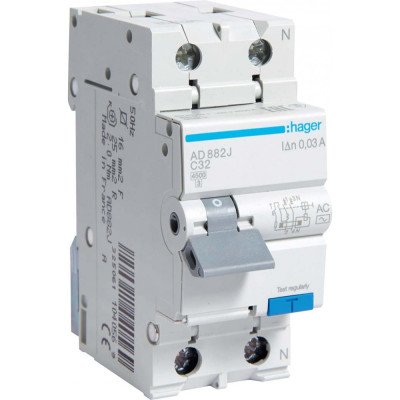 Автоматический выключатель 1P+N 4.5kA C-20A 30mA AC Hager