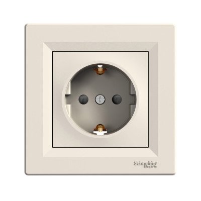 Розетка с заземлением и з/шторами IP20 Schneider ASFORA ЕРН2900223