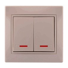 Выключатель двойной с подсветкой Lezard MIRA 701-0303-112 цвет кремовый