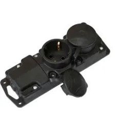 Розетка двухместная переносная с крышкой Р16-415 с з/к IP44