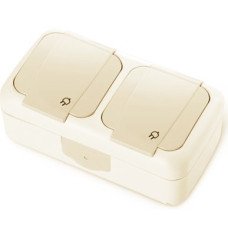 Розетка двойная с заземлением горизонтальная  IP44 Viko PALMIYE 90555688