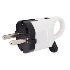 Вилка угловая бытовая с ручкой e.plug.angle.005.16,з з/к, 16А белый