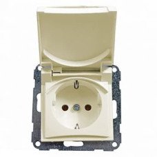 Розетка с заземлением и крышкой Hager Fiorena IP30 слоновая кость 22001303