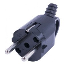Вилка угловая бытовая с ручкой e.plug.angle.006.16,16А черный