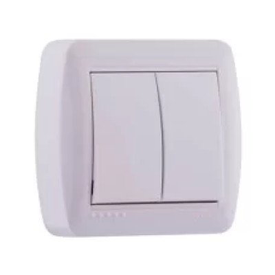 Выключатель двухклавишный 711-0200-101 DEMET белый