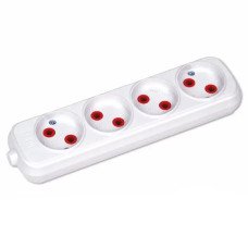 Колодка 4 гнезда, ТМ: EMP, Цвет: Белый, 250V/10A