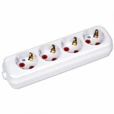 Колодка 4 гнезда, с заземлением, ТМ: EMP, Цвет: Белый, 250V/16A